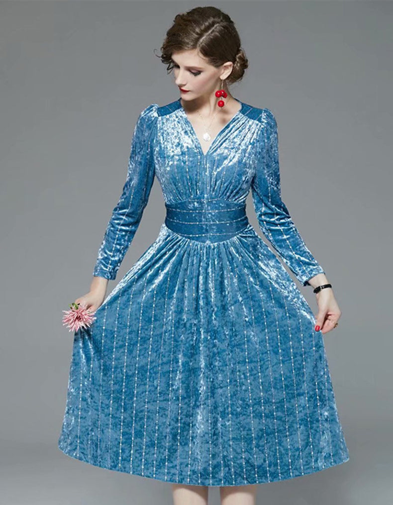 Skyblue Velvet Dress