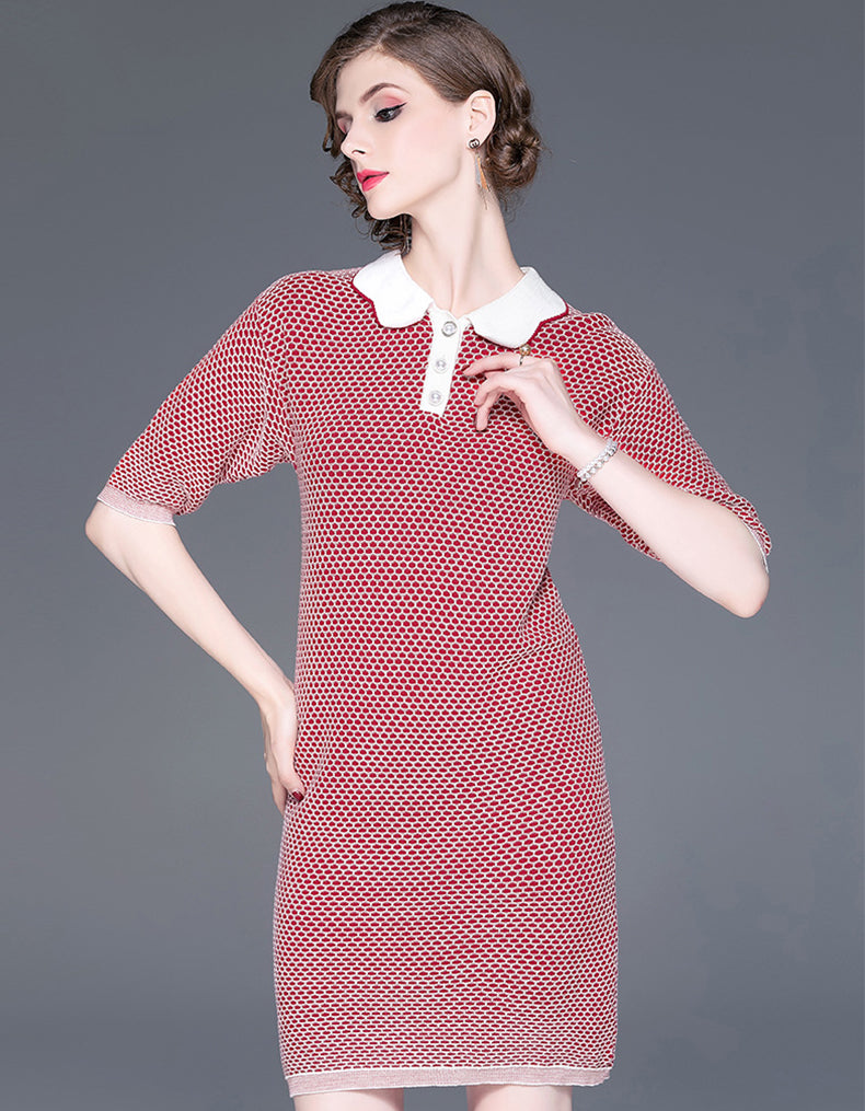 Crimson Grid Dress