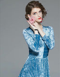 Skyblue Velvet Dress